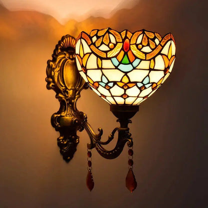 8inch Small Sconce Stained Glass Baroque Lampshade Tiffany Wall Lamp Classical Tiffany Lamp