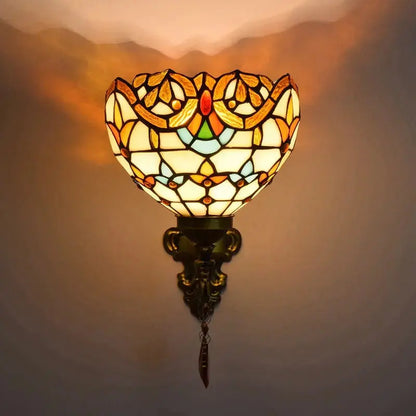 8inch Small Sconce Stained Glass Baroque Lampshade Tiffany Wall Lamp Classical Tiffany Lamp