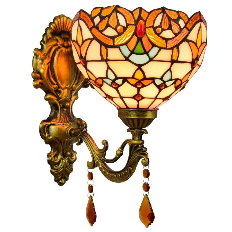 8inch Small Sconce Stained Glass Baroque Lampshade Tiffany Wall Lamp Classical Tiffany Lamp