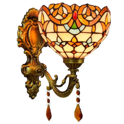 8inch Small Sconce Stained Glass Baroque Lampshade Tiffany Wall Lamp Classical Tiffany Lamp