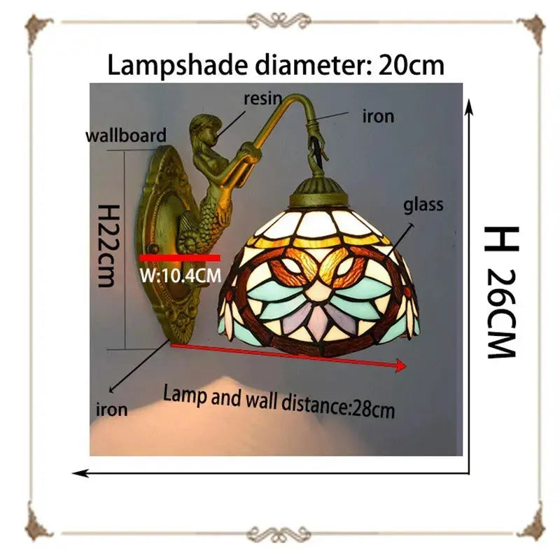8inch Small Stained Glass Sconce Tiffany Style Wall Lamps Classical Tiffany Lamp