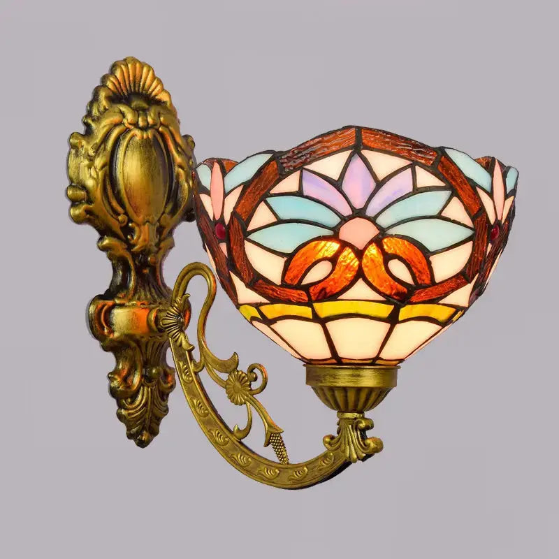 8inch Small Stained Glass Floral Lampshade Tiffany Wall Sconce Classical Tiffany Lamp