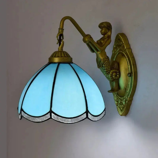 8inch 20cm Stained Glass Lampshade Blue Tiffany Style Lamp Small Wall Sconce Classical Tiffany Lamp