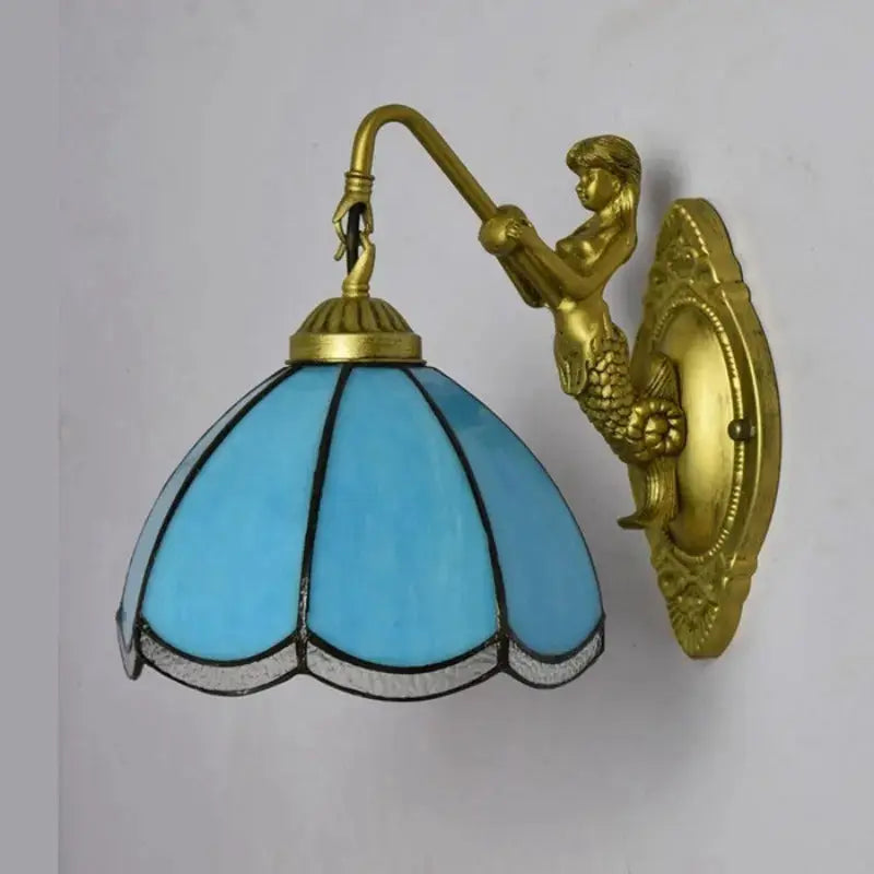 8inch 20cm Stained Glass Lampshade Blue Tiffany Style Lamp Small Wall Sconce Classical Tiffany Lamp