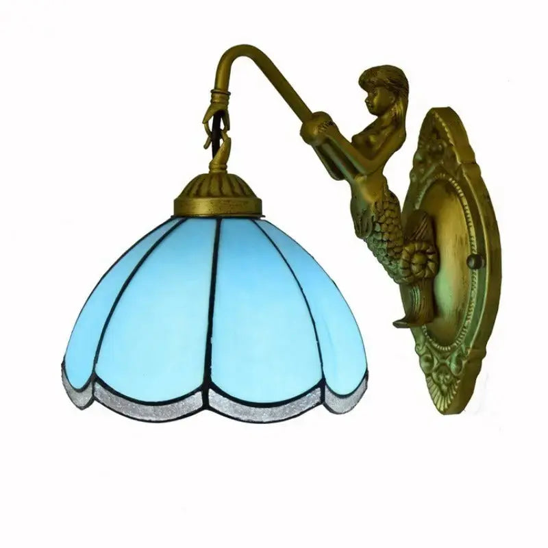 8inch 20cm Stained Glass Lampshade Blue Tiffany Style Lamp Small Wall Sconce Classical Tiffany Lamp