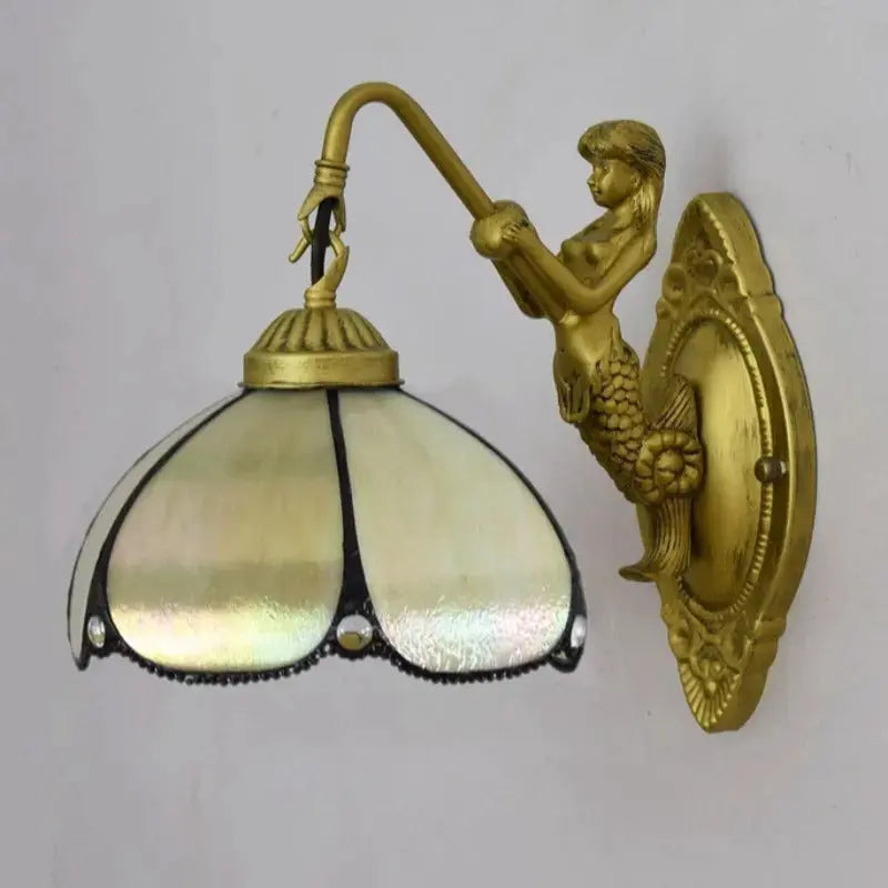 8inch Small Stained Glass Yellow Lampshade Vintage Tiffany Sconce Light Classical Tiffany Lamp