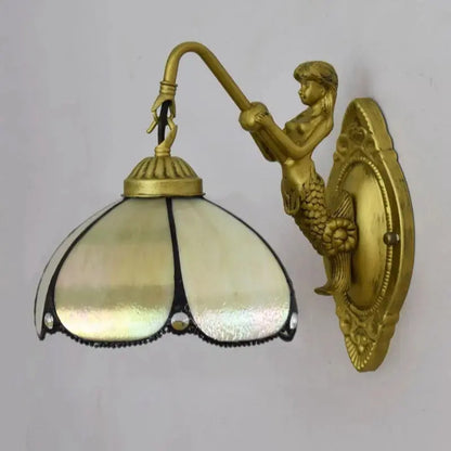 8inch Small Stained Glass Yellow Lampshade Vintage Tiffany Sconce Light Classical Tiffany Lamp