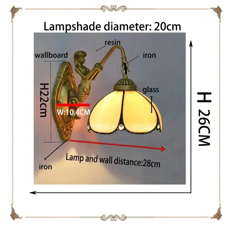 8inch Small Stained Glass Yellow Lampshade Vintage Tiffany Sconce Light Classical Tiffany Lamp