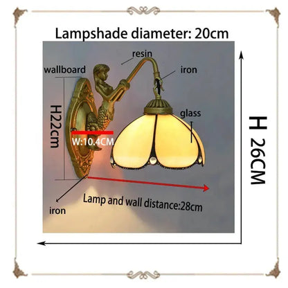 8inch Small Stained Glass Yellow Lampshade Vintage Tiffany Sconce Light Classical Tiffany Lamp