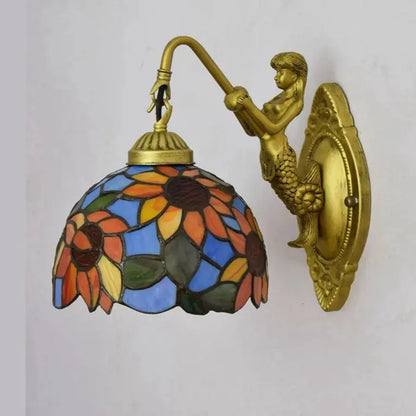 8inch 20cm Small Stained Glass Sunflower Floral Lampshade Tiffany Wall Lamp Classical Tiffany Lamp