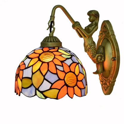 8inch 20cm Small Stained Glass Sunflower Floral Lampshade Tiffany Wall Lamp Classical Tiffany Lamp