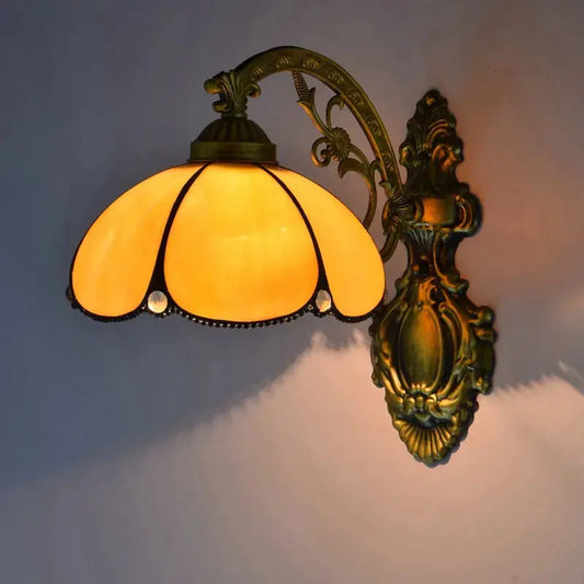 8inch Small Stained Glass Yellow Lampshade Tiffany Sconce Wall Lamp Classical Tiffany Lamp