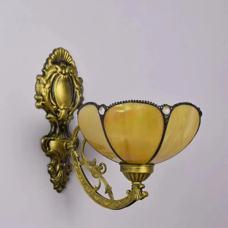 8inch Small Stained Glass Yellow Lampshade Tiffany Sconce Wall Lamp Classical Tiffany Lamp