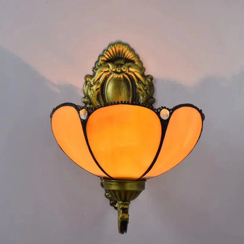 8inch Small Stained Glass Yellow Lampshade Tiffany Sconce Wall Lamp Classical Tiffany Lamp