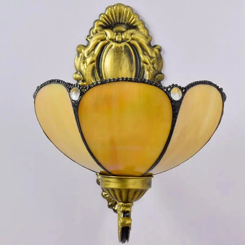 8inch Small Stained Glass Yellow Lampshade Tiffany Sconce Wall Lamp Classical Tiffany Lamp