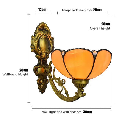 8inch Small Stained Glass Yellow Lampshade Tiffany Sconce Wall Lamp Classical Tiffany Lamp