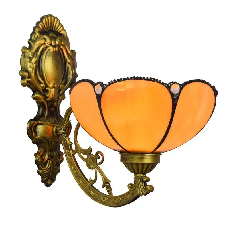 8inch Small Stained Glass Yellow Lampshade Tiffany Sconce Wall Lamp Classical Tiffany Lamp
