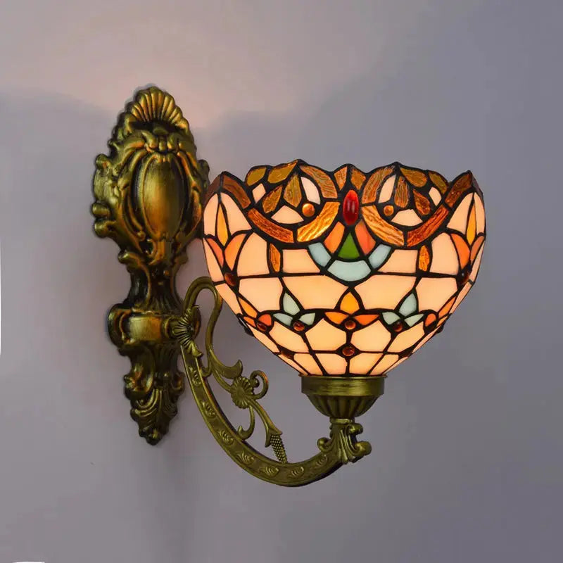8inch Small Stained Glass Baroque Lampshade Tiffany Wall Lights Sconce Lamp Classical Tiffany Lamp