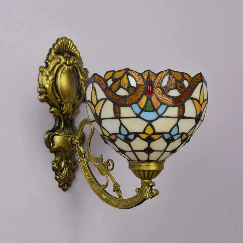 8inch Small Stained Glass Baroque Lampshade Tiffany Wall Lights Sconce Lamp Classical Tiffany Lamp