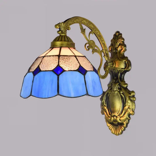 8inch Small Tiffany Style Lamps for Sale Vintage Stained Glass Blue Lampshade Wall Sconce Classical Tiffany Lamp