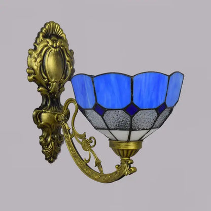 8inch Small Tiffany Style Lamps for Sale Vintage Stained Glass Blue Lampshade Wall Sconce Classical Tiffany Lamp