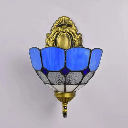 8inch Small Tiffany Style Lamps for Sale Vintage Stained Glass Blue Lampshade Wall Sconce Classical Tiffany Lamp