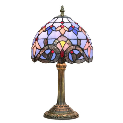 8inch Stained Glass Baroque Lampshade Tiffany Table Lamp Blue Desk Light Classical Tiffany Lamp
