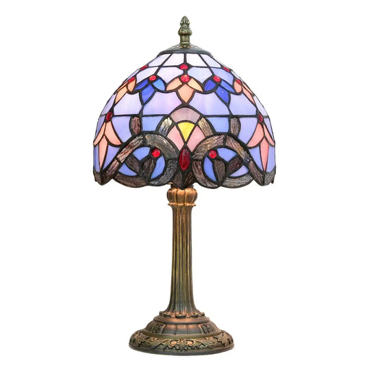 8inch Stained Glass Baroque Lampshade Tiffany Table Lamp Blue Desk Light Classical Tiffany Lamp