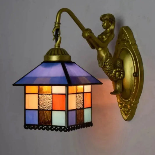 8inch Stained Glass Little House Lampshade Tiffany Wall Sconce Classical Tiffany Lamp