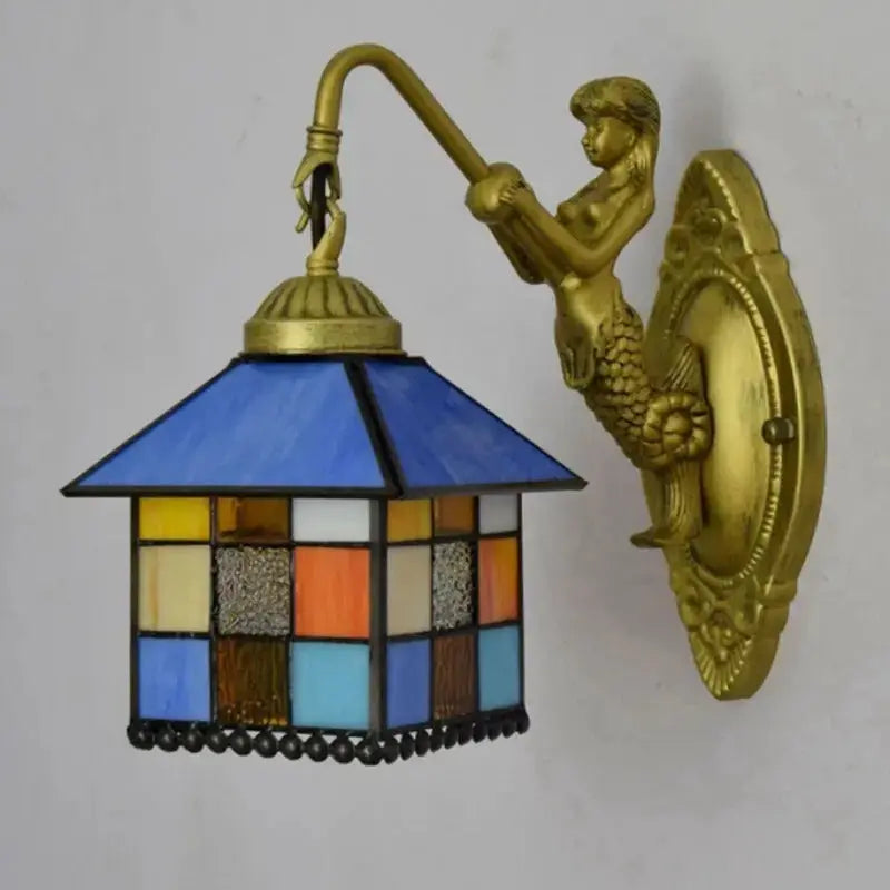 8inch Stained Glass Little House Lampshade Tiffany Wall Sconce Classical Tiffany Lamp