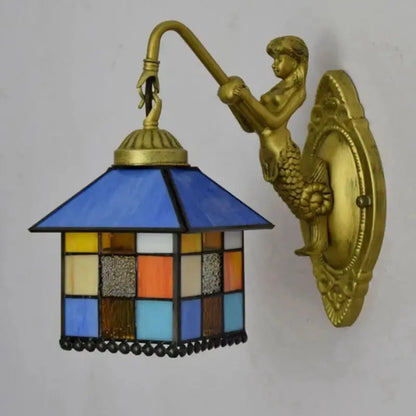 8inch Stained Glass Little House Lampshade Tiffany Wall Sconce Classical Tiffany Lamp