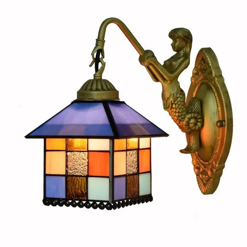 8inch Stained Glass Little House Lampshade Tiffany Wall Sconce Classical Tiffany Lamp