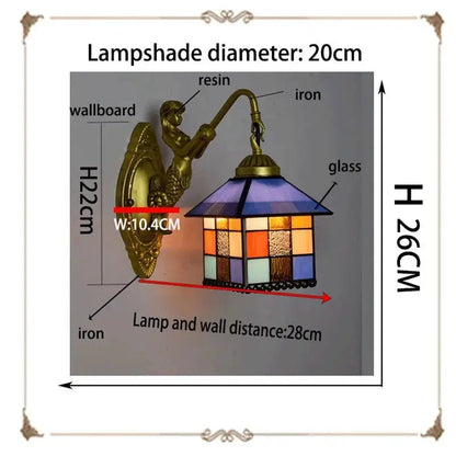 8inch Stained Glass Little House Lampshade Tiffany Wall Sconce Classical Tiffany Lamp