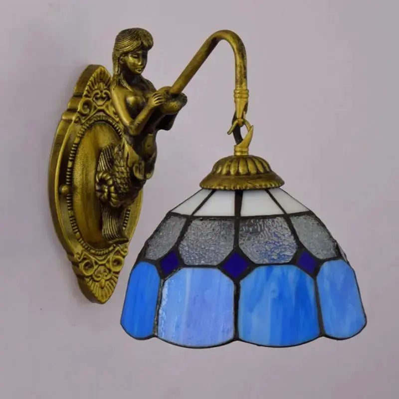 8inch Stained Glass Blue Lampshade Small Tiffany Sconce Classical Tiffany Lamp