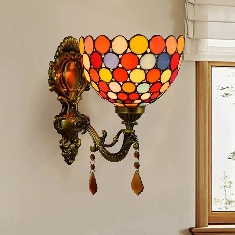 Antique Tiffany Style Lamp Stained Glass Bohemia Lampshade Wall Sconce Classical Tiffany Lamp