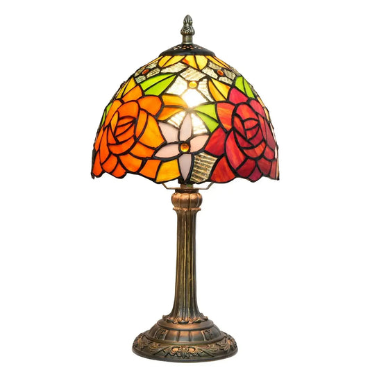 8inch Stained Glass Desk Light Garden Rose Small Tiffany Table Lamps Classical Tiffany Lamp