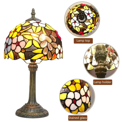 8inch Stained Glass Garden Grape Flower Small Tiffany Table Lamps Classical Tiffany Lamp