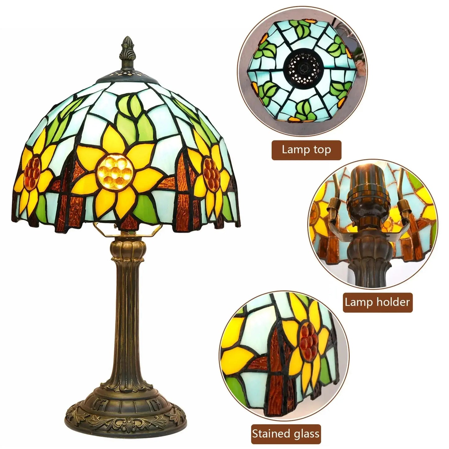 8inch Small Tiffany Table Lamps Stained Glass Garden Sunflower Desk Light Classical Tiffany Lamp