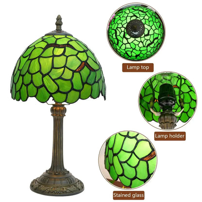 8inch Small Tiffany Table Lamps Stained Glass Green Leaf Bedside Light Classical Tiffany Lamp