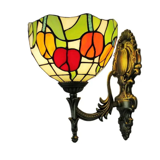 8inch 20cm Tiffany Stained Glass Red Tulip Lampshade Vintage Wall Lamp Classical Tiffany Lamp