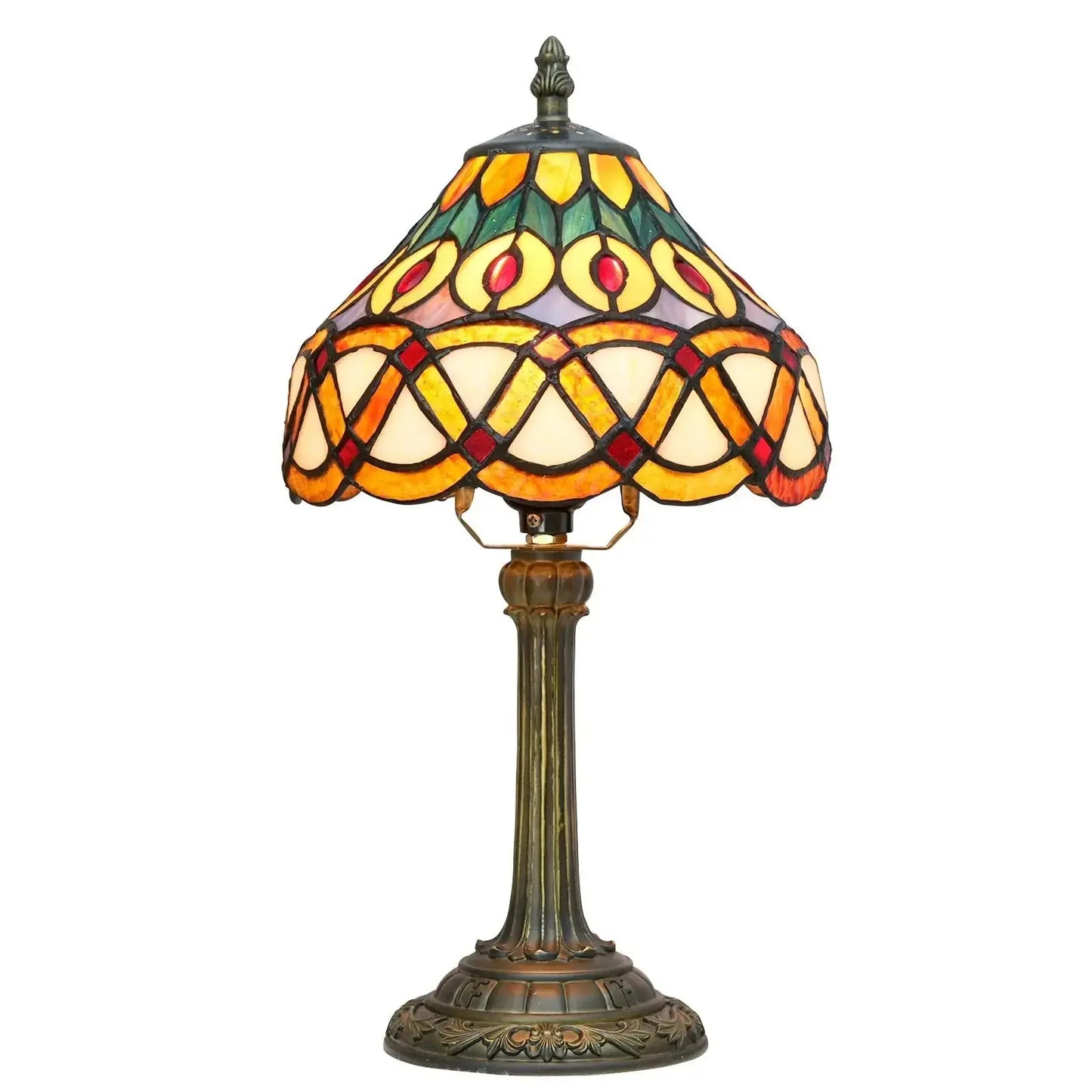 8inch Stained Glass Peacock Feather Lampshade Tiffany Style Bedside Table Lamps Classical Tiffany Lamp