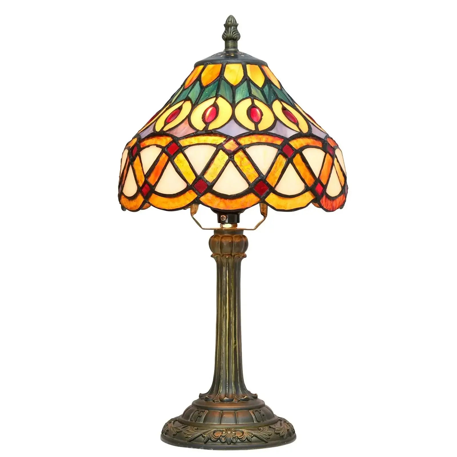 8inch Stained Glass Peacock Feather Lampshade Tiffany Style Bedside Table Lamps Classical Tiffany Lamp