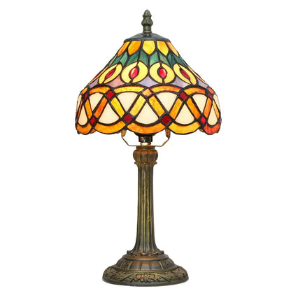 8inch Stained Glass Peacock Feather Lampshade Tiffany Style Bedside Table Lamps Classical Tiffany Lamp