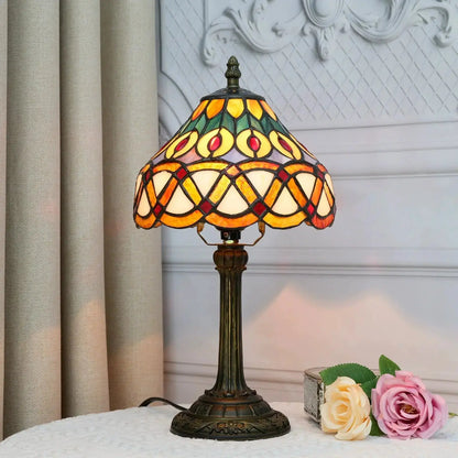 8inch Stained Glass Peacock Feather Lampshade Tiffany Style Bedside Table Lamps Classical Tiffany Lamp