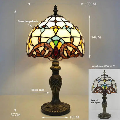 8inch Retro Desk Lamp Stained Glass Baroque Lampshade Tiffany Table Light Classical Tiffany Lamp