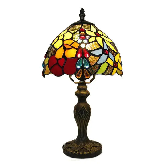 8inch Retro Bead Flower Lampshade Stained Glass Tiffany Table Lamp Classical Tiffany Lamp