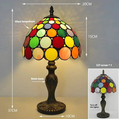 8inch Retro Stained Glass Bohemia Floral Lampshade Tiffany Antique Table Lamps Classical Tiffany Lamp