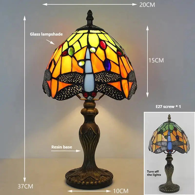 8inch Stained Glass Lampshade Small Tiffany Dragonfly Lamp Antique Table Light Classical Tiffany Lamp