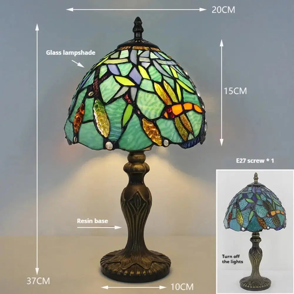 8inch Retro Stained Glass Flower Lampshade Tiffany Desk Lamps Antique Table Light Classical Tiffany Lamp