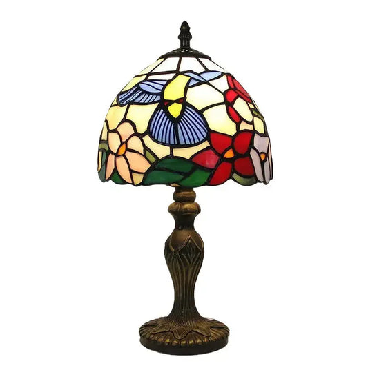 8inch Retro Stained Glass Flower Lampshade Hummingbird Tiffany Lamp Table Light Classical Tiffany Lamp